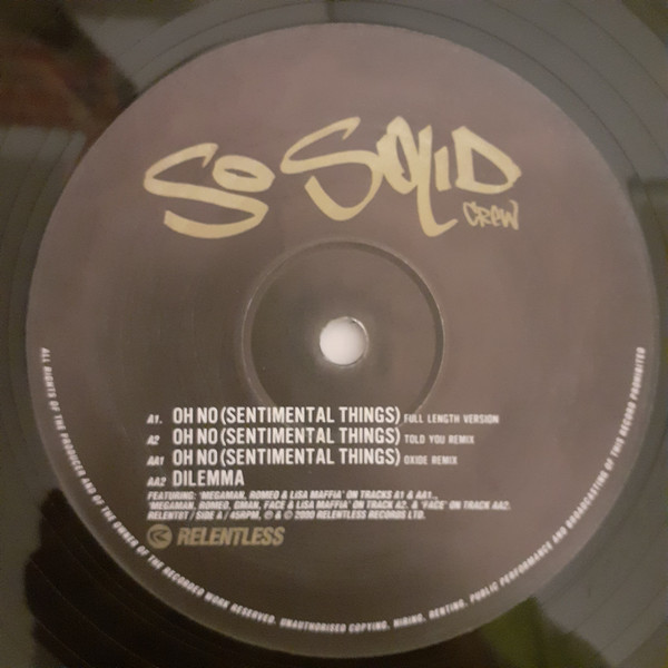 Oh No (Sentimental Things) / Dilemma by So Solid Crew - 12", UK. 2000. Electronic/UK Garage Very Good Plus (VG+) Very Good (VG) - vinyl For Sale in Nottingham. - 5