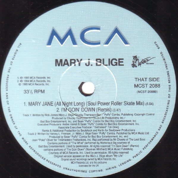 Mary Jane (All Night Long) by Mary J. Blige - 12", Single, UK. 1995. Electronic, Funk / Soul/House, Contemporary R&B Very Good (VG) Very Good (VG) - vinyl For Sale in Nottingham. - 4