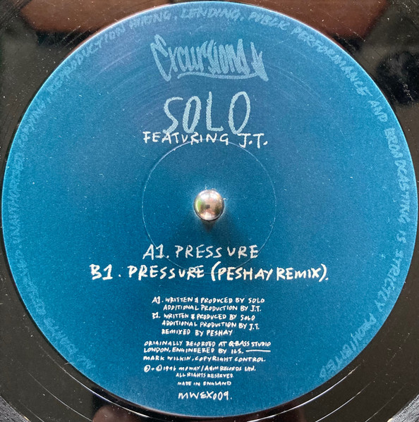 Pressure by Solo* Featuring J.T. (4) - 12", UK. 1996. Electronic/Drum n Bass, Jungle Very Good Plus (VG+) Very Good (VG) - vinyl For Sale in Nottingham. - 4