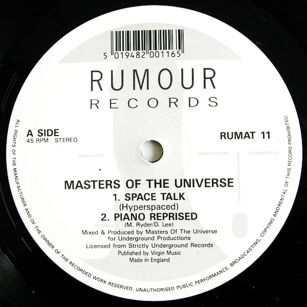 Space Talk by Masters Of The Universe - 12", UK. 1990. Electronic/House Very Good Plus (VG+) Very Good (VG) - vinyl For Sale in Nottingham. - 3