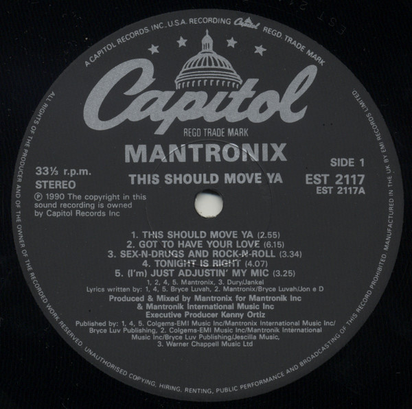 This Should Move Ya by Mantronix - LP, Album, UK. 1990. Electronic, Hip Hop/Electro Very Good (VG) Very Good (VG) - vinyl For Sale in Nottingham. - 4