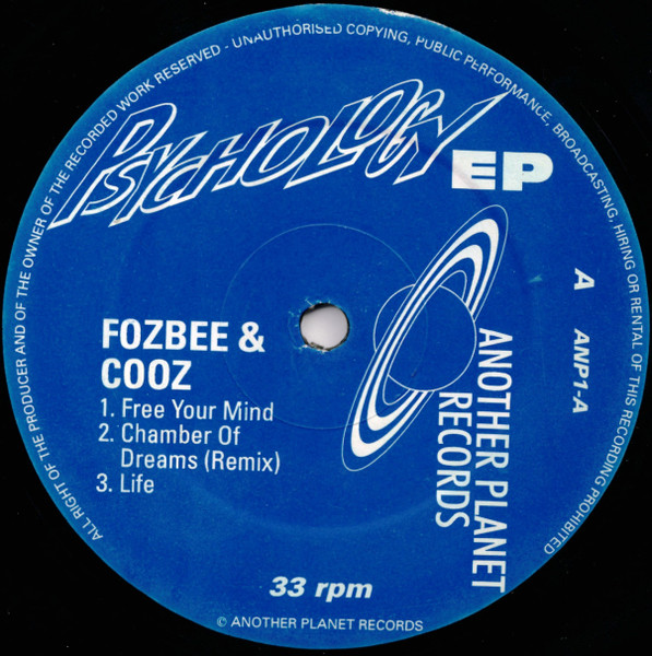 Psychology EP by Fozbee & Cooz / Dimension (3) - 12", EP, UK. 1991. Electronic/Breakbeat, Techno, Bleep Very Good Plus (VG+) Near Mint (NM or M-) vinyl Nottingham.