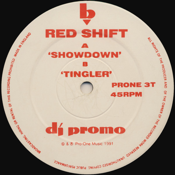 Showdown / Tingler by Red Shift* - 12", Promo, UK. 1991. Electronic/Hardcore, Breakbeat, Techno Very Good Plus (VG+) Generic vinyl Nottingham.