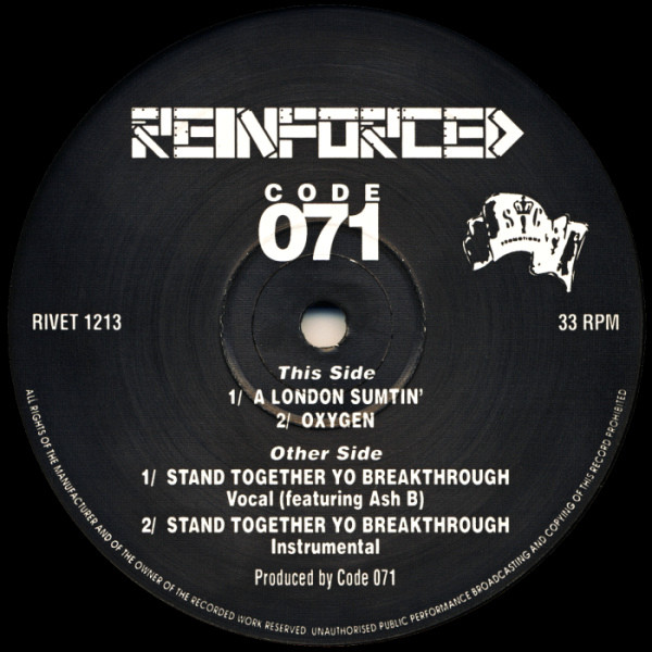 A London Sumtin' by Code 071 - 12", UK. 1992. Electronic, Hip Hop/Breakbeat, Hardcore, Bleep Very Good (VG) Generic vinyl Nottingham.