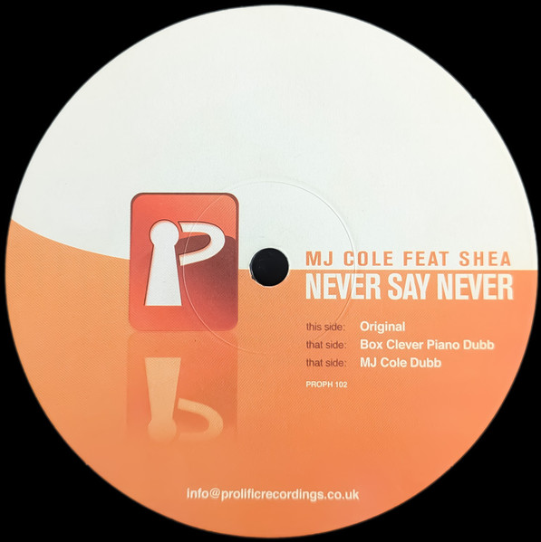 Never Say Never by MJ Cole Feat. Shea* - 12", UK. 2004. Electronic/UK Garage Very Good Plus (VG+) Generic vinyl Nottingham.