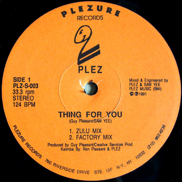Thing For You / Missing Lover by Plez - 12", US. 1991. Electronic, Funk / Soul/Tribal, Deep House, Contemporary R&amp;B Very Good Plus (VG+) Generic vinyl Nottingham.