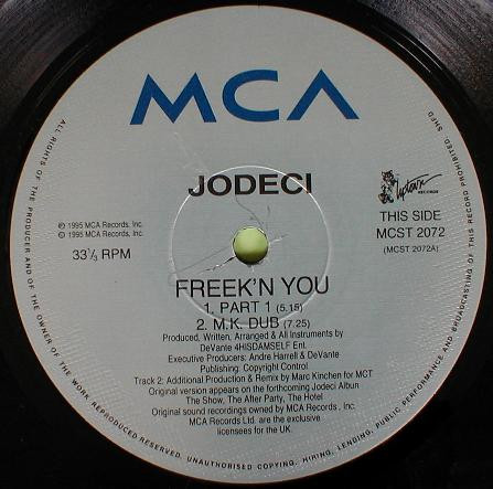 Freek'n You by Jodeci - 12", UK. 1995. Electronic, Hip Hop, Funk / Soul/Contemporary R&B, Deep House, Drum n Bass, Garage House Near Mint (NM or M-) Very Good Plus (VG+) - vinyl For Sale in Nottingham. - 3