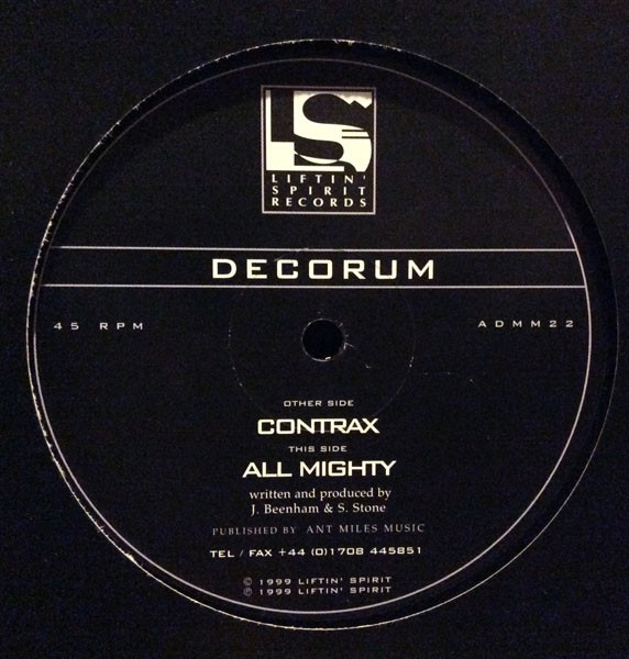 Contrax / All Mighty by Decorum - 12", UK. 1999. Electronic/Drum n Bass Very Good (VG) Generic - vinyl For Sale in Nottingham. - 2