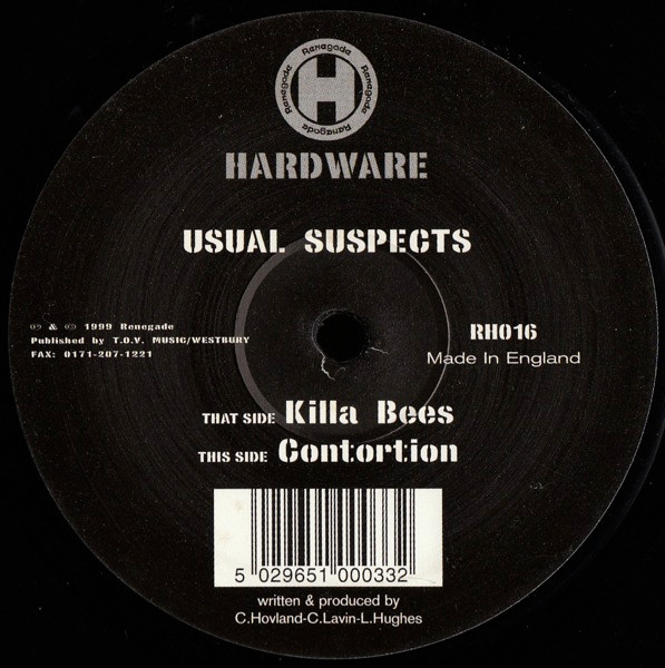 Killa Bees / Contortion by Usual Suspects - 12", UK. 1999. Electronic/Drum n Bass Good Plus (G+) Generic - vinyl For Sale in Nottingham. - 3