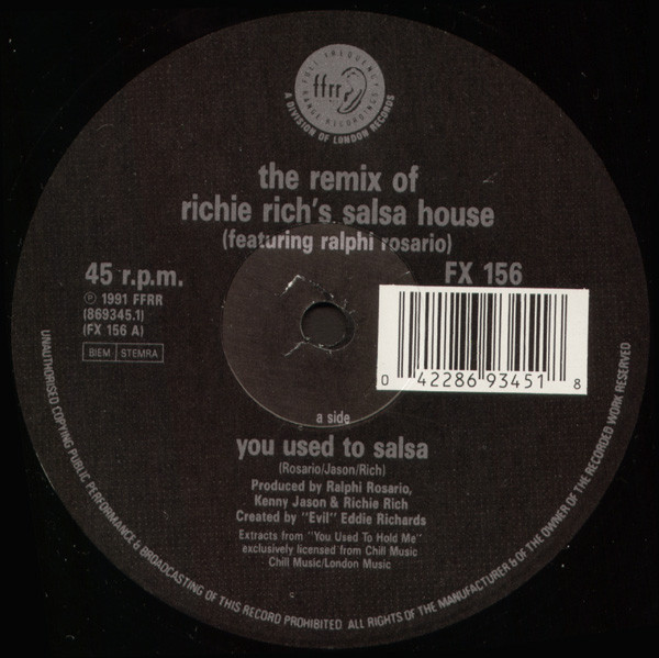 The Remix Of  Richie Rich's Salsa House by Richie Rich / Ralphi Rosario - 12", MP, Europe. 1991. Electronic/House Very Good (VG) Good Plus (G+) - vinyl For Sale in Nottingham. - 2