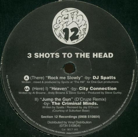 3 Shots To The Head by Various - 12", UK. 1994. Electronic/Jungle Near Mint (NM or M-) Generic vinyl Nottingham.
