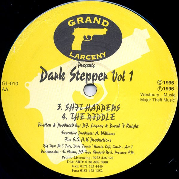 Dark Stepper Vol 1 by DJ. Legacy* & Dread I Knight* - 12", UK. 1996. Electronic/Drum n Bass, Jungle Very Good Plus (VG+) Generic - vinyl For Sale in Nottingham. - 2