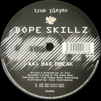 Pink Panther / Bad Break by Dope Skillz - 12", UK. 1998. Electronic/Drum n Bass, Jungle Very Good Plus (VG+) Very Good Plus (VG+) - vinyl For Sale in Nottingham. - 2
