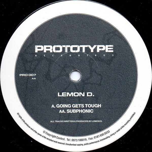 Going Gets Tough / Subphonic by Lemon D - 12", UK. 1996. Electronic/Drum n Bass Very Good Plus (VG+) Very Good Plus (VG+) - vinyl For Sale in Nottingham. - 3