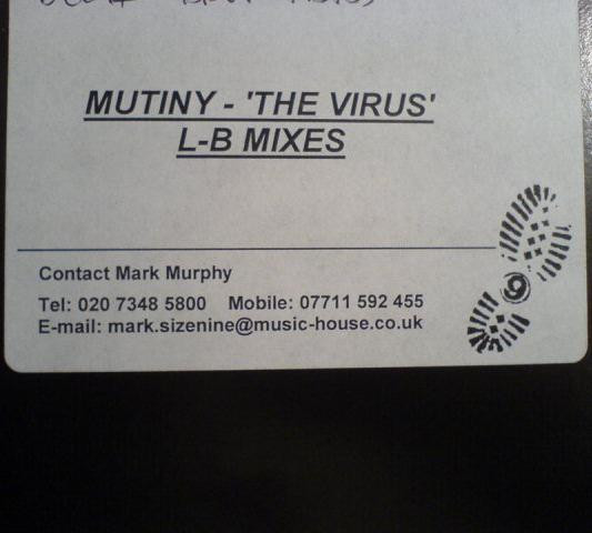 The Virus (L-B Mixes) by Mutiny - 12", W/Lbl, UK. 2000. Electronic/UK Garage Very Good Plus (VG+) Generic vinyl Nottingham.