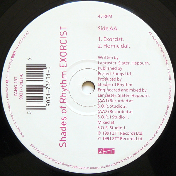 Homicide / Exorcist by Shades Of Rhythm - 12", UK. 1991. Electronic/Breakbeat, Techno, Acid Very Good (VG) Generic - vinyl For Sale in Nottingham. - 4
