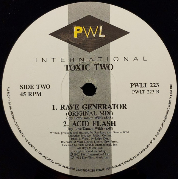 Rave Generator by Toxic Two - 12", Single, UK. 1992. Electronic/Hardcore, Techno, Acid Very Good (VG) Fair (F) - vinyl For Sale in Nottingham. - 4