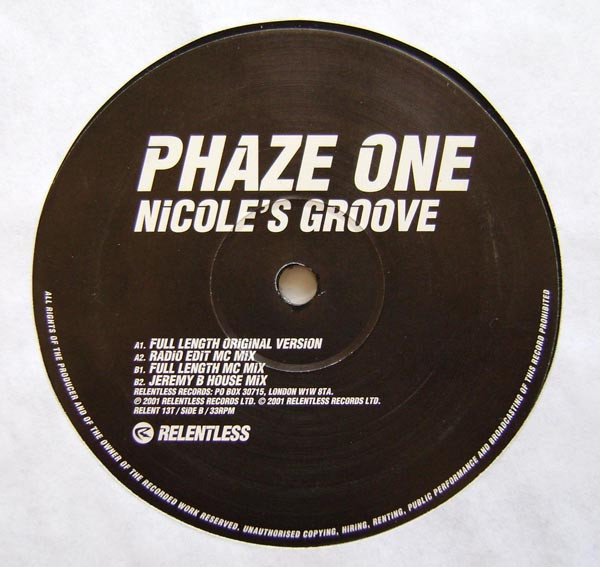 Nicole's Groove by Phaze One - 12", UK. 2001. Electronic/UK Garage, House Very Good (VG) Generic - vinyl For Sale in Nottingham. - 3