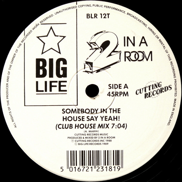 Somebody In The House Say Yeah! by 2 In A Room - 12", UK. 1989. Electronic/House Very Good Plus (VG+) Very Good (VG) - vinyl For Sale in Nottingham. - 3