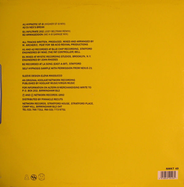Hypnotic St-8 by Altern 8 - 12", UK. 1992. Electronic/Breakbeat, Hardcore, Techno Near Mint (NM or M-) Generic - vinyl For Sale in Nottingham. - 2