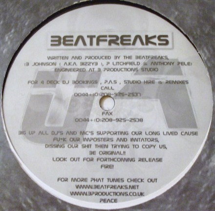 Speakerbox by Beatfreaks* - 12", UK. 2001. Electronic/UK Garage Very Good (VG) Generic vinyl Nottingham.