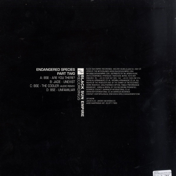 Endangered Species (Part Two) by Black Sun Empire / Jade (10) - 2x12", EP, Netherlands. 2007. Electronic/Drum n Bass Very Good Plus (VG+) Very Good Plus (VG+) - vinyl For Sale in Nottingham. - 2