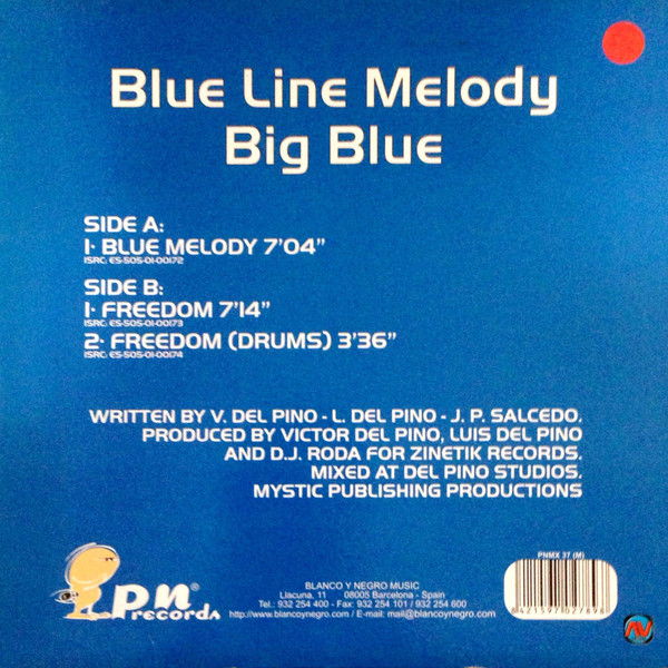 Big Blue by Blue Line Melody - 12", Spain. 2001. Electronic/Makina Mint (M) Mint (M) - vinyl For Sale in Nottingham. - 2