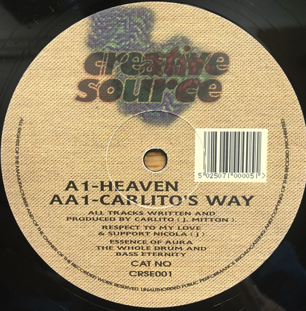 Heaven / Carlito's Way by Carlito - 12", UK. 1995. Electronic/Drum n Bass Mint (M) Near Mint (NM or M-) - vinyl For Sale in Nottingham. - 4