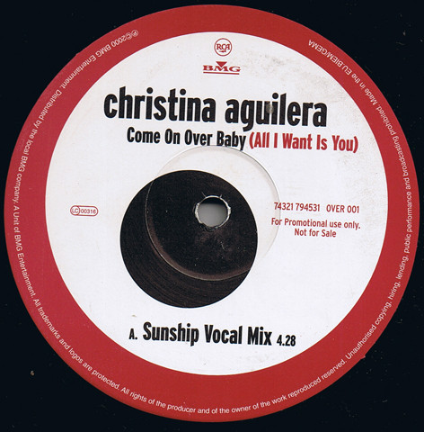 Come On Over Baby (All I Want Is You) by Christina Aguilera - 12", Promo, UK. 2000. Electronic/UK Garage Very Good Plus (VG+) Generic vinyl Nottingham.