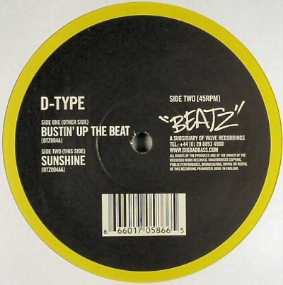 Bustin' Up The Beat / Sunshine by D-Type - 12", UK. 2003. Electronic/Drum n Bass Near Mint (NM or M-) Generic vinyl Nottingham.