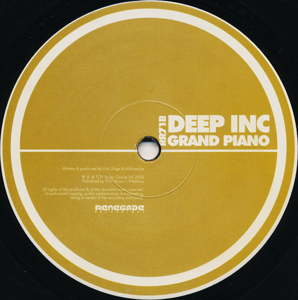 Eazy Control / Grand Piano by Deep Inc* - 12", UK. 2006. Electronic/Drum n Bass Very Good Plus (VG+) Very Good (VG) - vinyl For Sale in Nottingham. - 2
