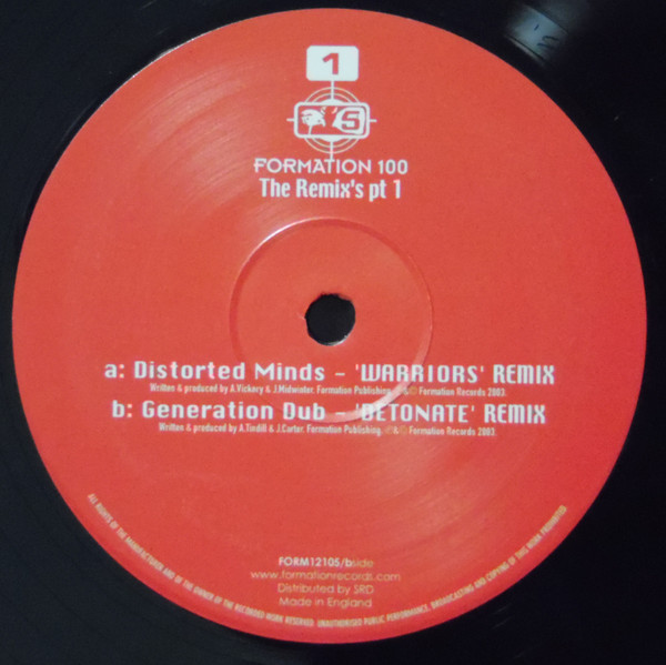 Formation 100 - The Remixes (Part 1) by Distorted Minds / Generation Dub - 12", UK. 2003. Electronic/Drum n Bass Mint (M) Mint (M) - vinyl For Sale in Nottingham. - 2