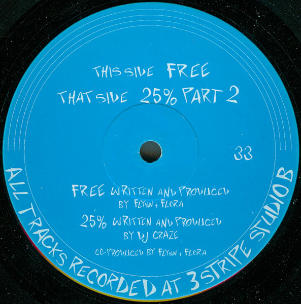 25% Part 2 / Free by DJ Craze (2), Flynn + Flora* - 12", Ltd, UK. 1994. Electronic/Jungle Very Good Plus (VG+) Generic vinyl Nottingham.