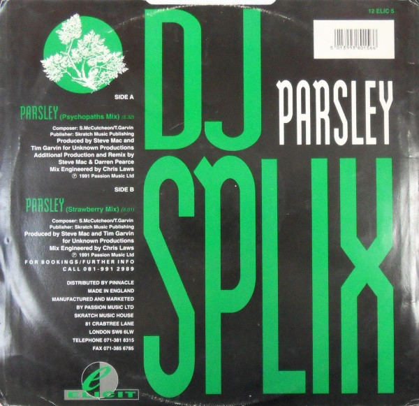 Parsley by DJ Splix - 12", UK. 1991. Electronic/Breakbeat, Hardcore Very Good (VG) Very Good (VG) - vinyl For Sale in Nottingham. - 4
