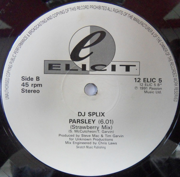 Parsley by DJ Splix - 12", UK. 1991. Electronic/Breakbeat, Hardcore Very Good (VG) Very Good (VG) - vinyl For Sale in Nottingham. - 3