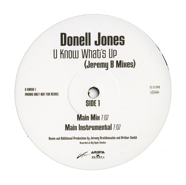 U Know What's Up (Jeremy B Mixes) by Donell Jones - 12", Promo, UK. 1999. Electronic, Funk / Soul/Contemporary R&amp;B, Downtempo, UK Garage, Deep House Very Good Plus (VG+) Very Good Plus (VG+) vinyl Nottingham.