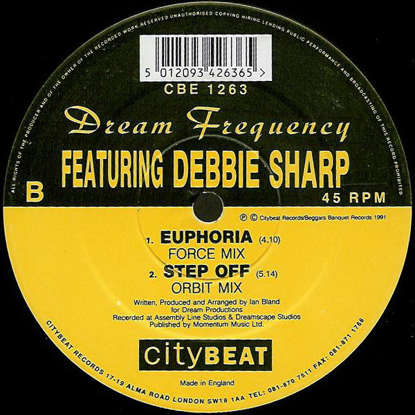 Feel So Real by Dream Frequency Featuring Debbie Sharp - 12", UK. 1991. Electronic/Breakbeat, House, Hardcore Good Plus (G+) Good Plus (G+) - vinyl For Sale in Nottingham. - 4