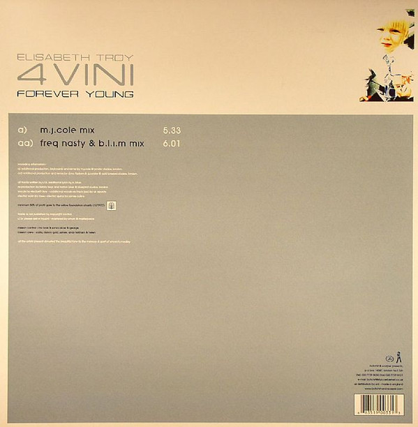 4 Vini (Forever Young) by Elisabeth Troy - 12", UK. 2002. Electronic/UK Garage, Breakbeat Near Mint (NM or M-) Near Mint (NM or M-) - vinyl For Sale in Nottingham. - 2