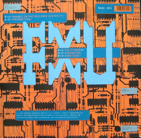 Steel City E.P. by FXU* - 12", EP, UK. 1990. Electronic/Techno, Bleep Very Good Plus (VG+) Very Good Plus (VG+) - vinyl For Sale in Nottingham. - 2