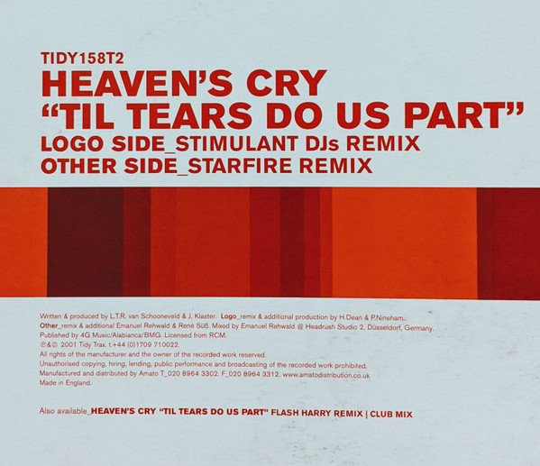 Til Tears Do Us Part by Heaven's Cry - 12", Two, UK. 2001. Electronic/House, Hard House Near Mint (NM or M-) Very Good Plus (VG+) - vinyl For Sale in Nottingham. - 5