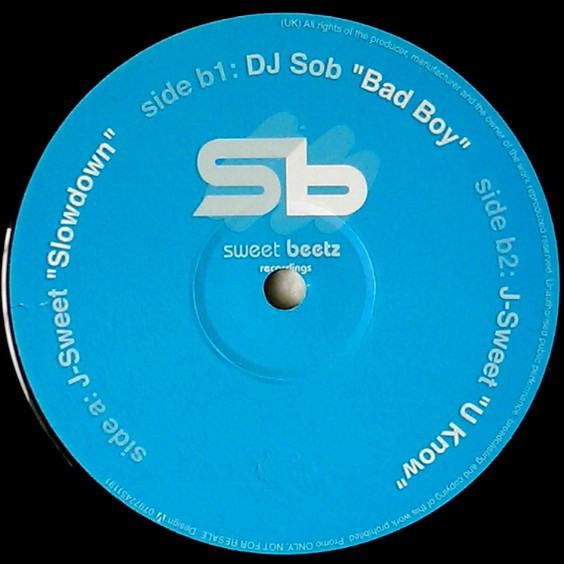 Slowdown by J-Sweet & DJ Sob - 12", Promo, UK. 2004. Electronic/UK Garage, Grime Very Good Plus (VG+) Very Good Plus (VG+) vinyl Nottingham.