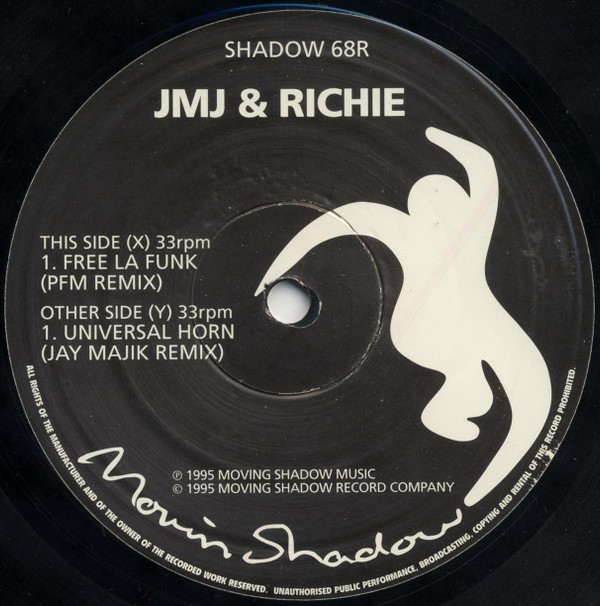 Free La Funk (PFM Remix) / Universal Horn (J. Majik Remix) by JMJ & Richie - 10", UK. 1995. Electronic/Drum n Bass Very Good (VG) Very Good Plus (VG+) - vinyl For Sale in Nottingham. - 3