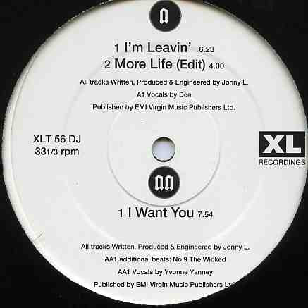 I'm Leavin' by Jonny L - 12", Promo, UK. 1995. Electronic/Drum n Bass, Jungle Very Good (VG) Generic vinyl Nottingham.