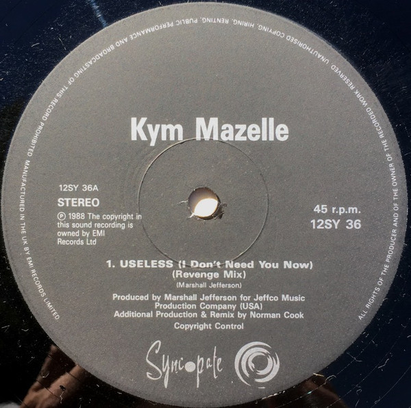 Useless (I Don't Need You Now) by Kym Mazelle - 12", Single, UK. 1990. Electronic/House Very Good (VG) Very Good (VG) - vinyl For Sale in Nottingham. - 3