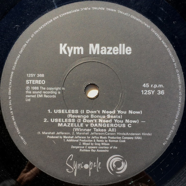 Useless (I Don't Need You Now) by Kym Mazelle - 12", Single, UK. 1990. Electronic/House Very Good (VG) Very Good (VG) - vinyl For Sale in Nottingham. - 4