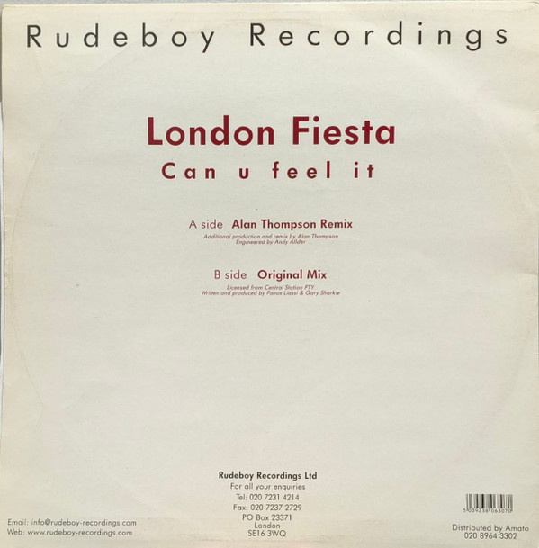 Can U Feel It by London Fiesta - 12", UK. 2001. Electronic/Hard House, House Good (G) Fair (F) - vinyl For Sale in Nottingham. - 2