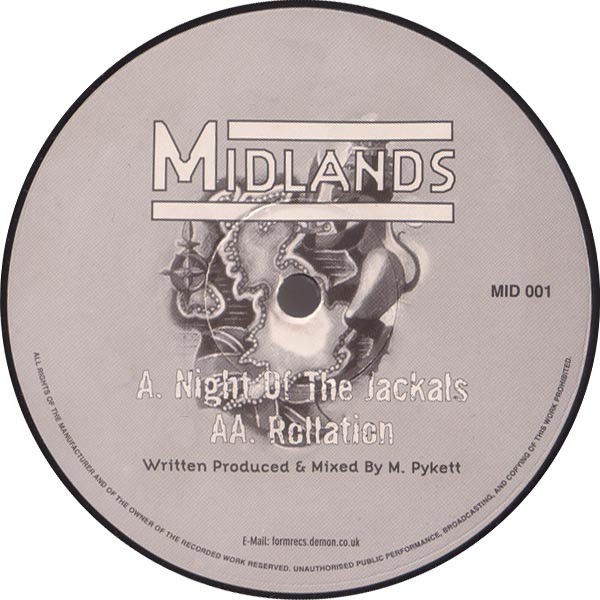 Night Of The Jackals / Rollation by M. Pykett - 12", UK. 1996. Electronic/Drum n Bass, Jungle Mint (M) Generic vinyl Nottingham.