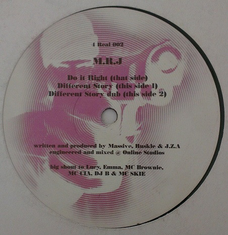 Do It Right / Different Story by M.R.J. - 12", UK. 2000. Electronic/UK Garage Very Good (VG) Generic vinyl Nottingham.