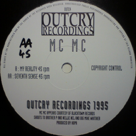 My Reality / Seventh Sense by MC MC - 12", UK. 1995. Electronic/Drum n Bass, Jungle Very Good Plus (VG+) Very Good Plus (VG+) vinyl Nottingham.
