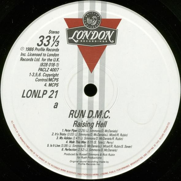 Raising Hell by Run-DMC - LP, Album, Pur, UK. 1986. Hip Hop/ Very Good Plus (VG+) Very Good Plus (VG+) - vinyl For Sale in Nottingham. - 3